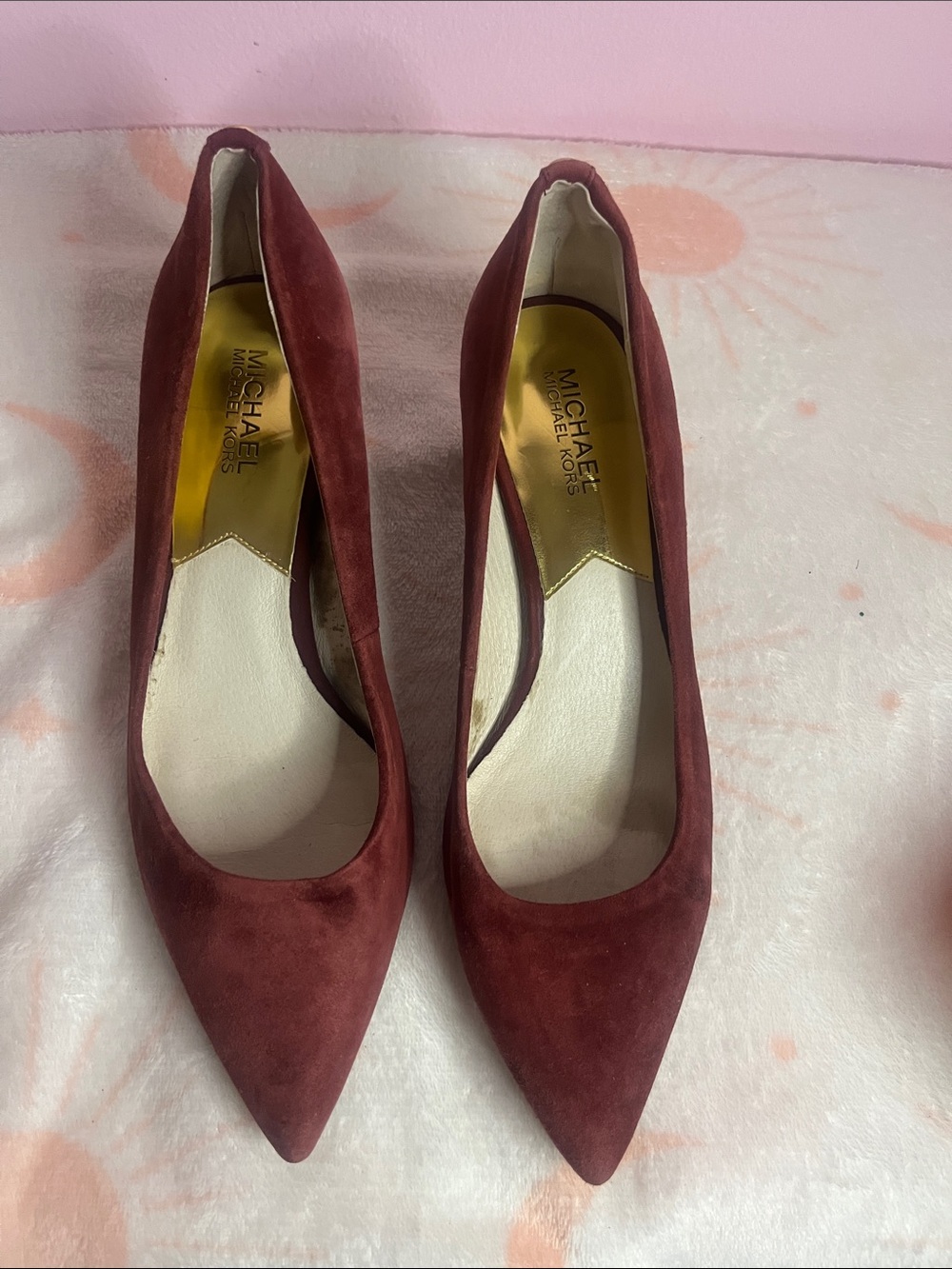 Michael Kors Burgundy Suede Pointed Pumps